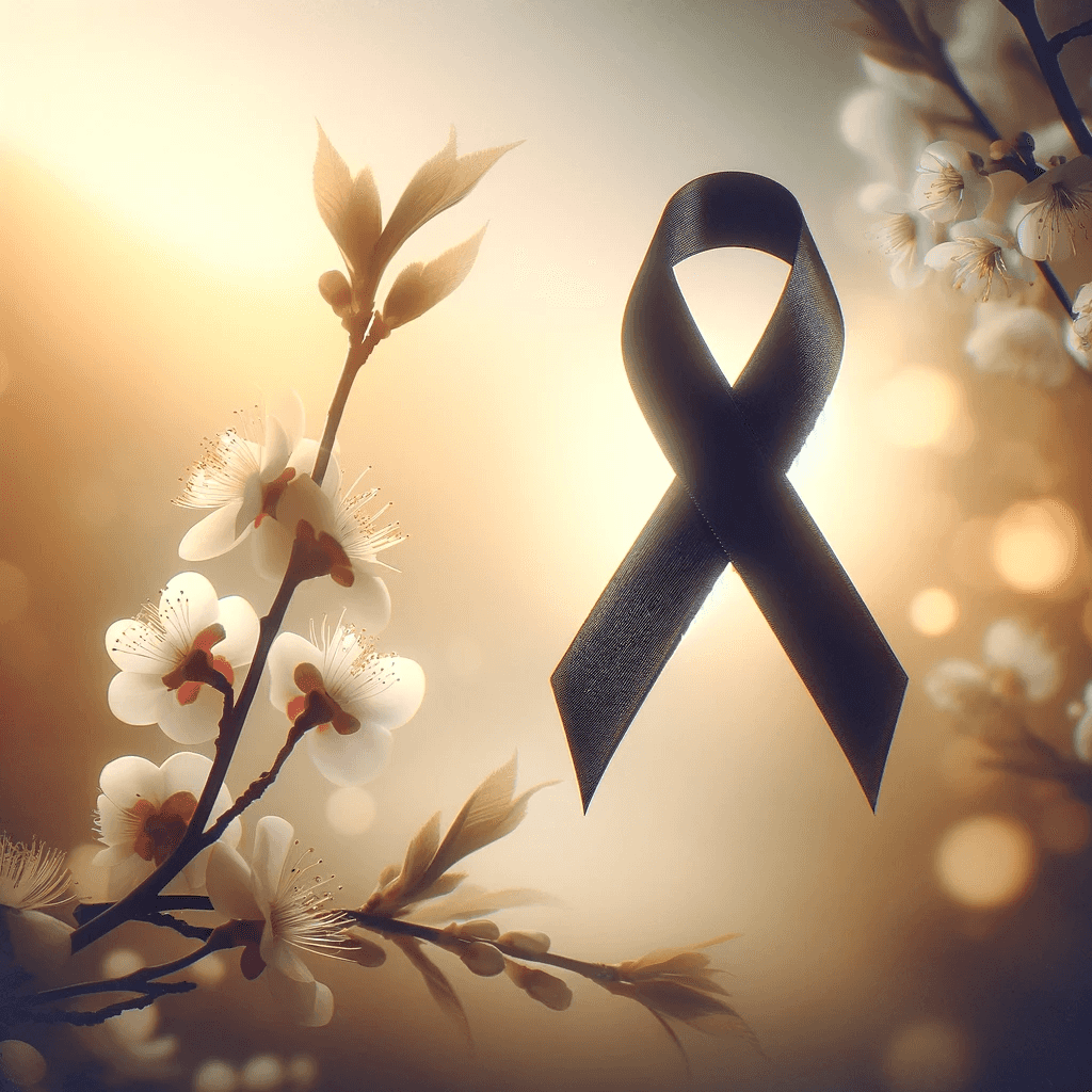 Una fotografía digital con una cinta negra de luto.